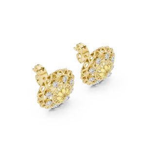 Ethereal Round Brilliant Filigree Lace Statement Stud Earrings