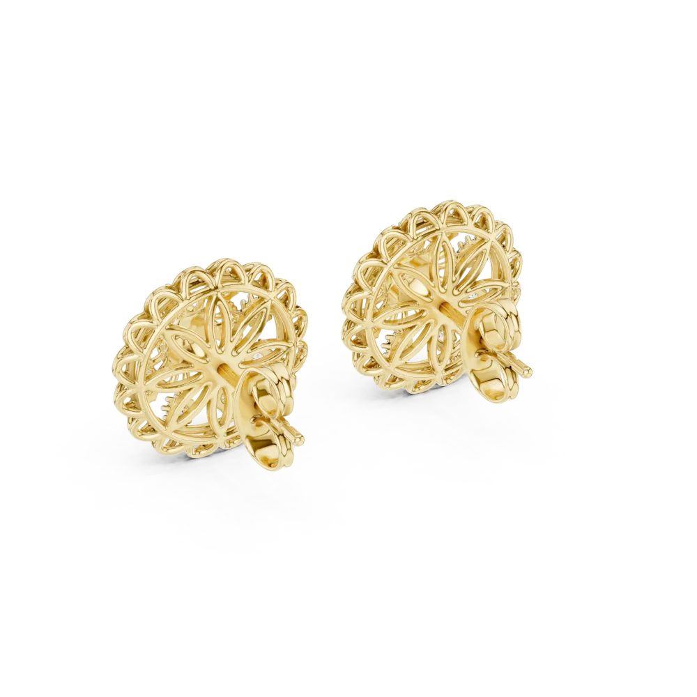 Ethereal Round Brilliant Filigree Lace Statement Stud Earrings - Image 4