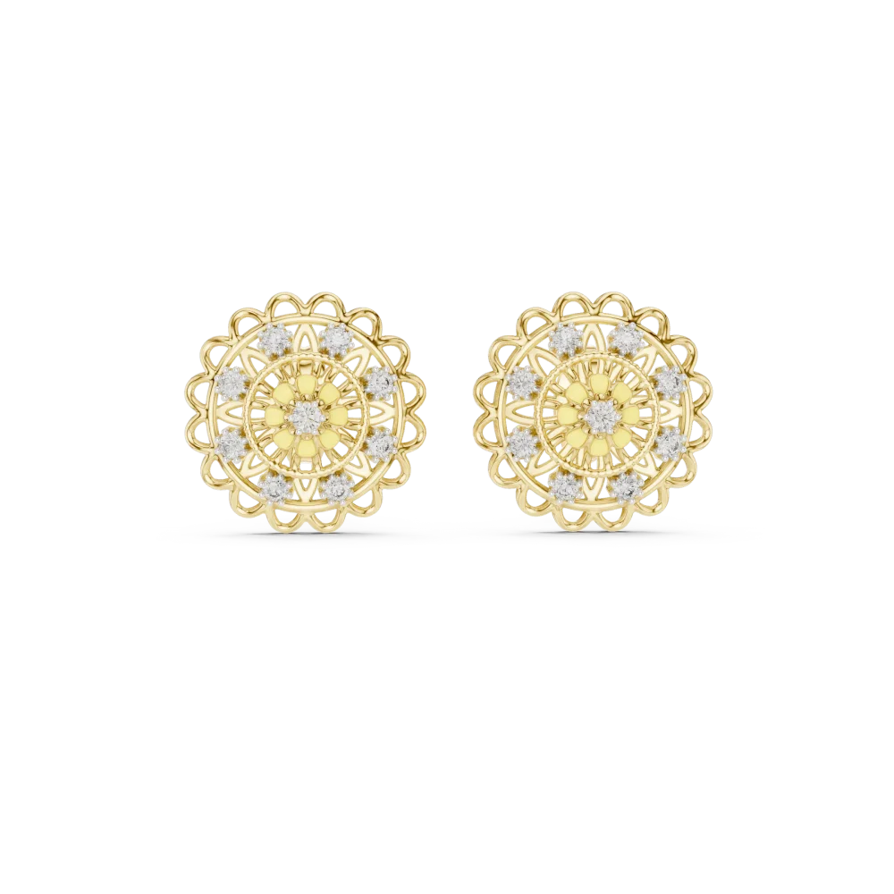 Ethereal Round Brilliant Filigree Lace Statement Stud Earrings - Image 2