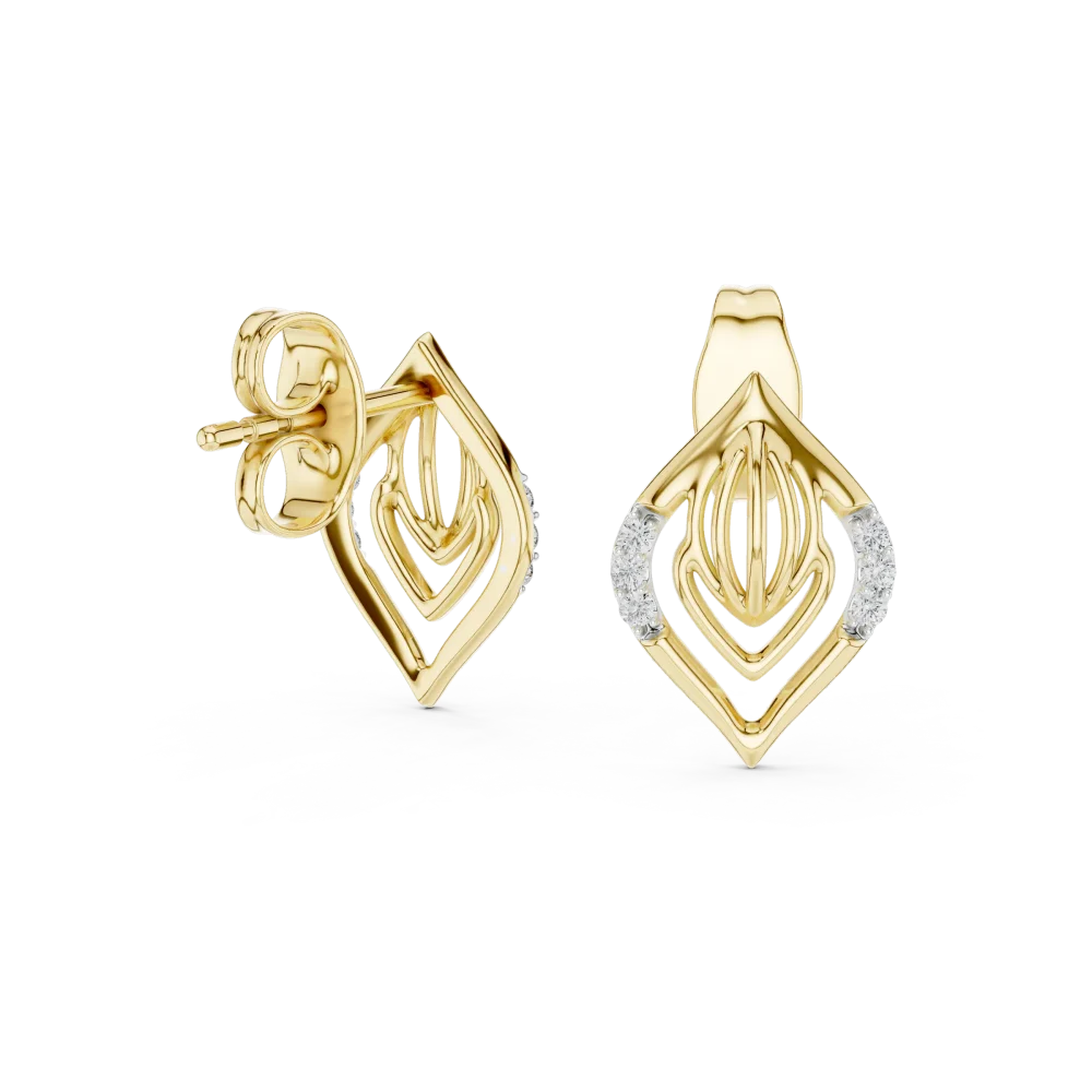 Geometric Symmetry Pavé-Set Diamond Stud Earrings - Image 3