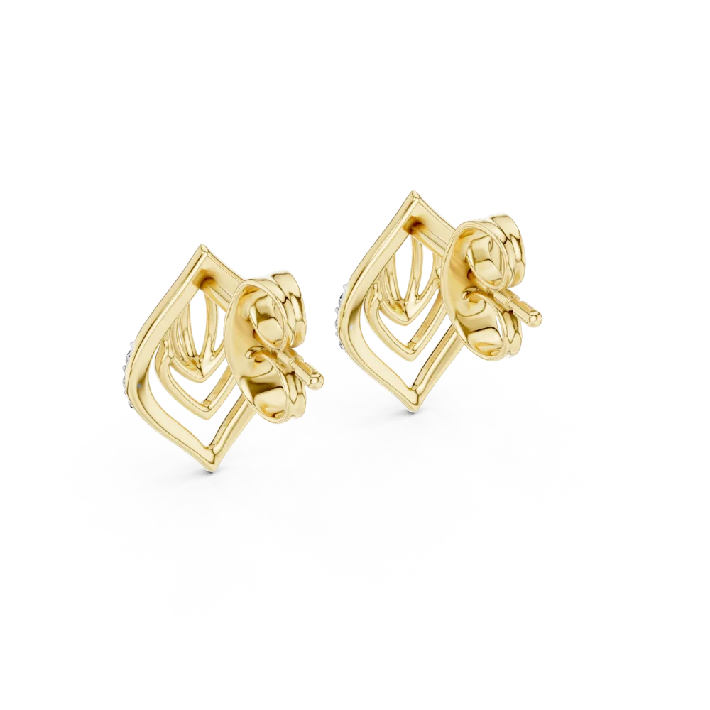 Geometric Symmetry Pavé-Set Diamond Stud Earrings - Image 4