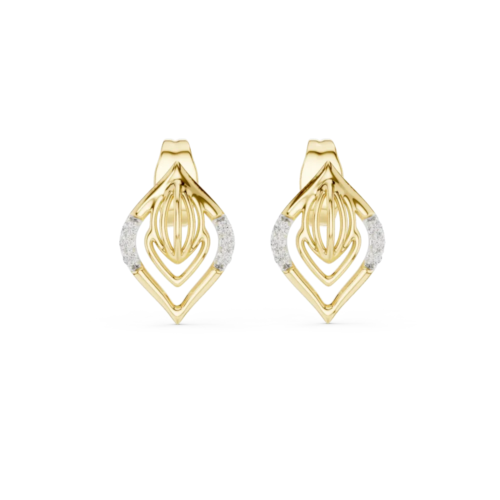 Geometric Symmetry Pavé-Set Diamond Stud Earrings - Image 2