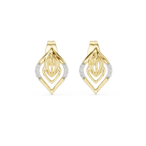 Geometric Symmetry Pavé-Set Diamond Stud Earrings - Image 2