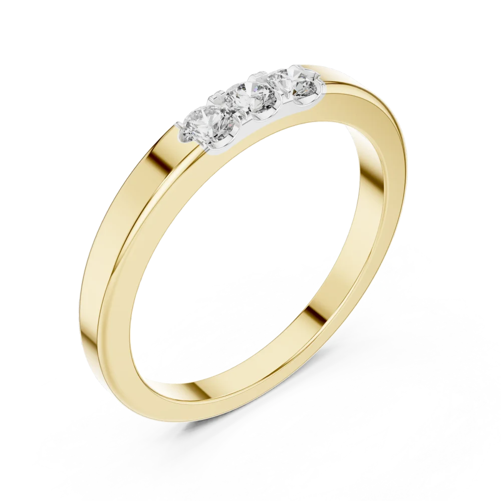 Discover the radiant allure of this three-stone band. Featuring high-quality DIAMEUR lab-grown diamonds, it is the perfect modern classic. Shop now.
