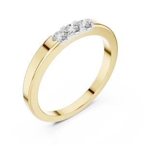 Linear Essence Round Brilliant Three Stone Band