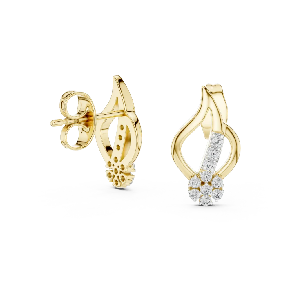Fluid Silhouette Round Brilliant Pavé-Set Stud Earrings - Image 3