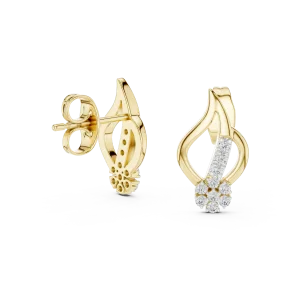 Fluid Silhouette Round Brilliant Pavé-Set Stud Earrings - Image 3