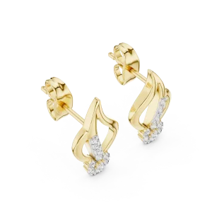 Fluid Silhouette Round Brilliant Pavé-Set Stud Earrings