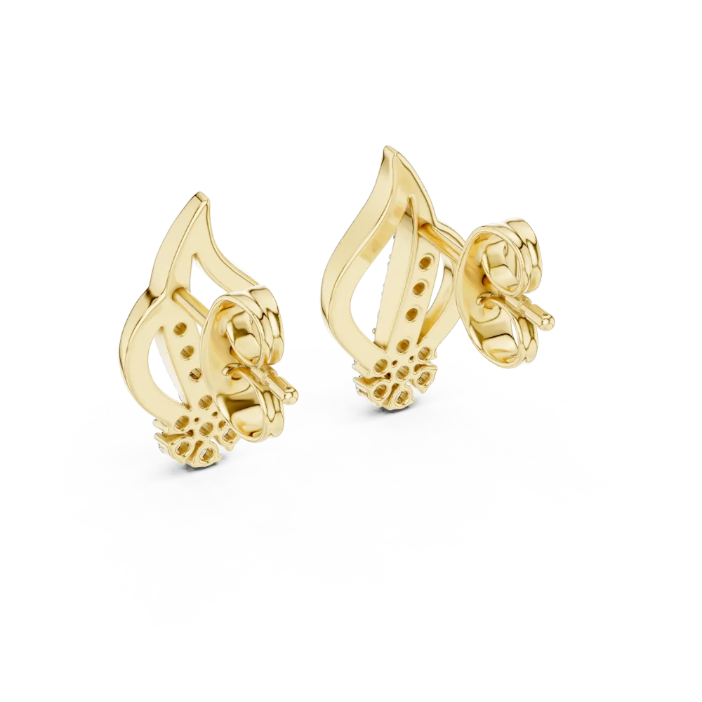 Fluid Silhouette Round Brilliant Pavé-Set Stud Earrings - Image 4