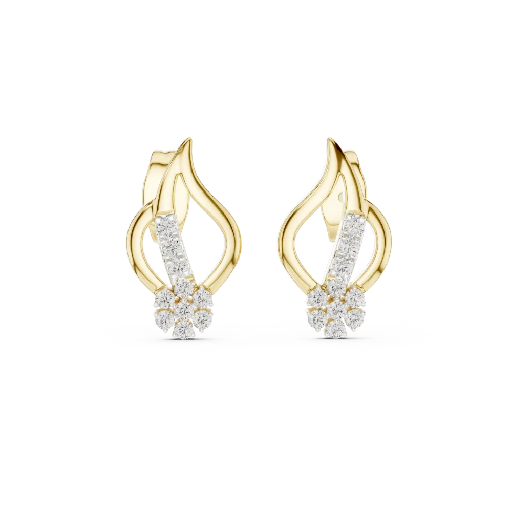 Fluid Silhouette Round Brilliant Pavé-Set Stud Earrings - Image 2
