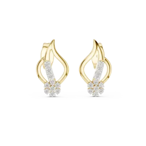 Fluid Silhouette Round Brilliant Pavé-Set Stud Earrings - Image 2