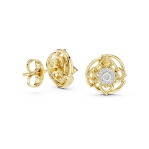 Geometric Symmetry Round Brilliant Architectural Stud Earrings - Image 3