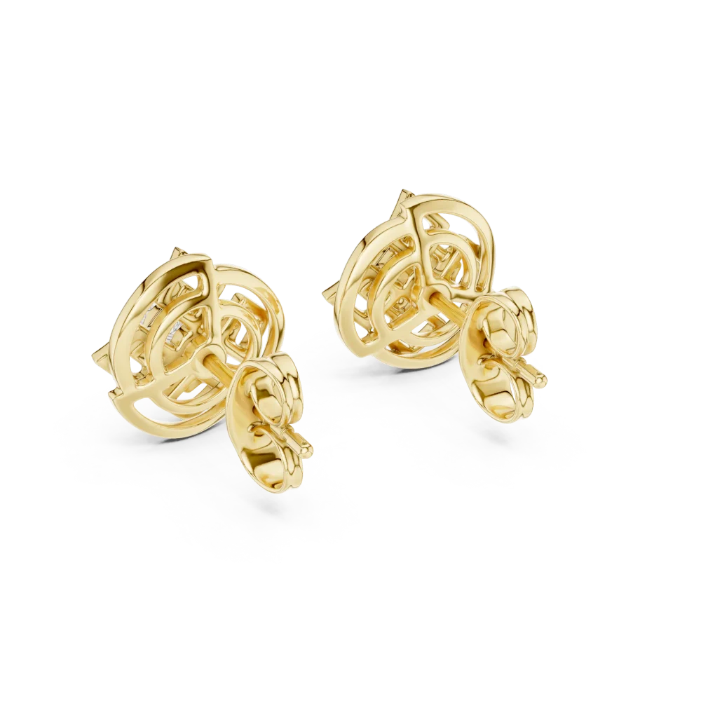 Geometric Symmetry Round Brilliant Architectural Stud Earrings - Image 4