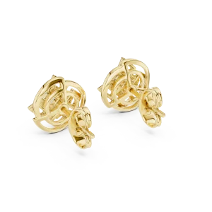 Geometric Symmetry Round Brilliant Architectural Stud Earrings - Image 4