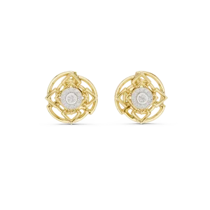 Geometric Symmetry Round Brilliant Architectural Stud Earrings - Image 2