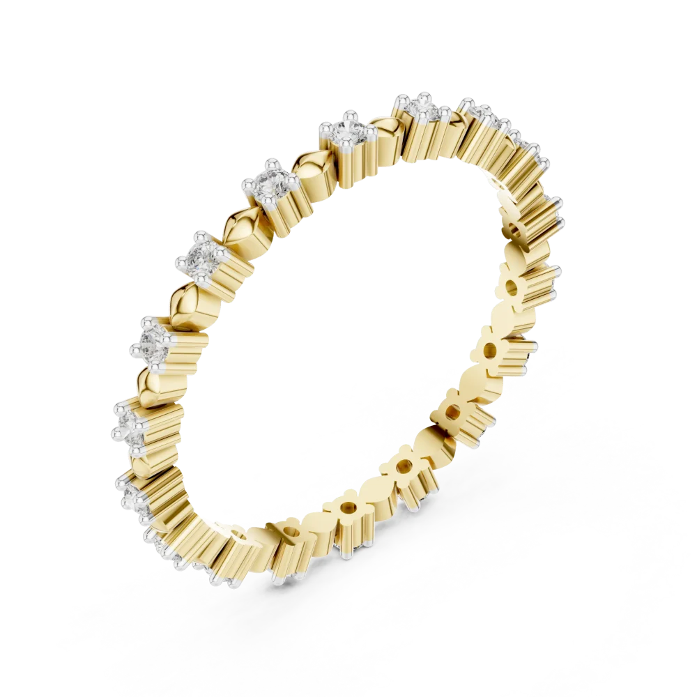 Experience the infinite brilliance of our pavé-set eternity band, featuring hand-selected DIAMEUR diamonds for timeless luxury. Shop this modern classic.