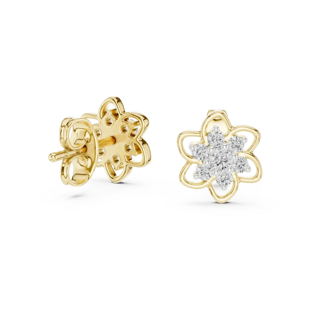 Ethereal Floral Round Brilliant Cluster Stud Earrings - Image 3