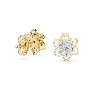 Ethereal Floral Round Brilliant Cluster Stud Earrings - Image 3
