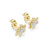 Ethereal Floral Round Brilliant Cluster Stud Earrings