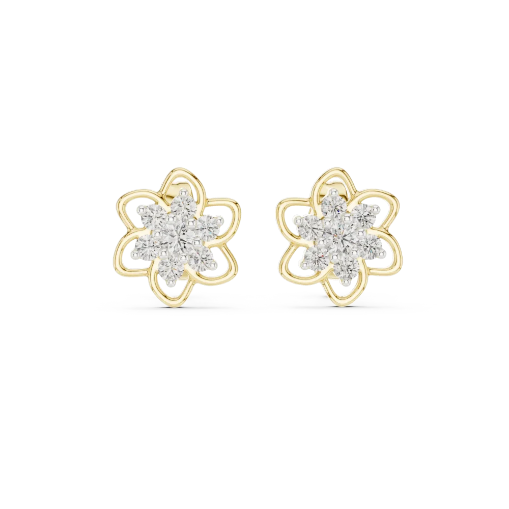 Ethereal Floral Round Brilliant Cluster Stud Earrings - Image 2