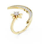 Ethereal Celestial Round Diamond Crescent Solitaire Ring