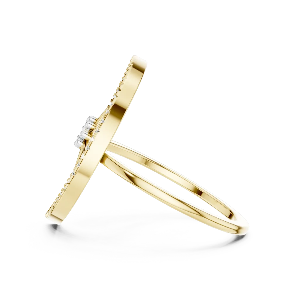 Ethereal Celestial Round Diamond Crescent Solitaire Ring - Image 4
