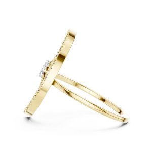 Ethereal Celestial Round Diamond Crescent Solitaire Ring - Image 4