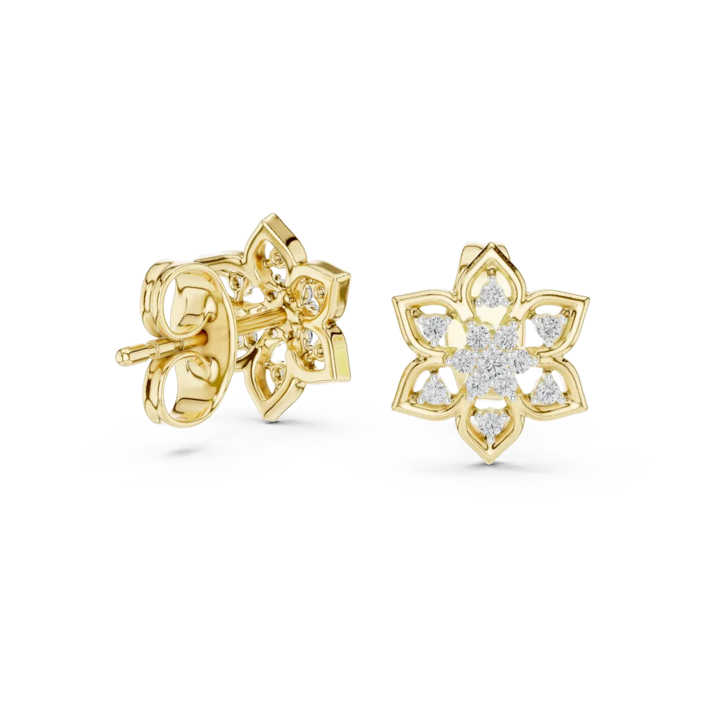 Luminary Hexagon Cluster Diamond Stud Earrings - Image 3