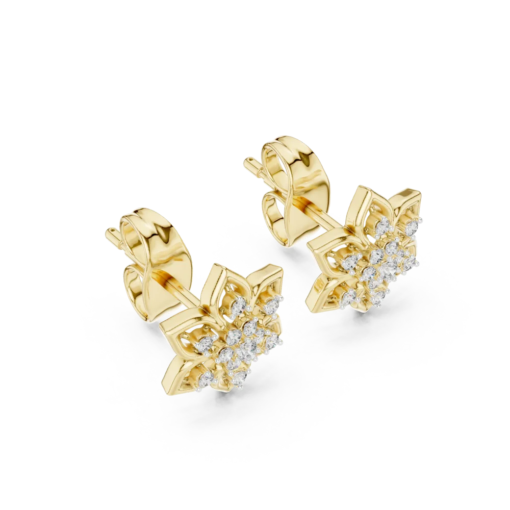Discover the radiant beauty of our hexagon cluster diamond stud earrings. Handcrafted for brilliance, these sustainable staples elevate your look. Shop now.