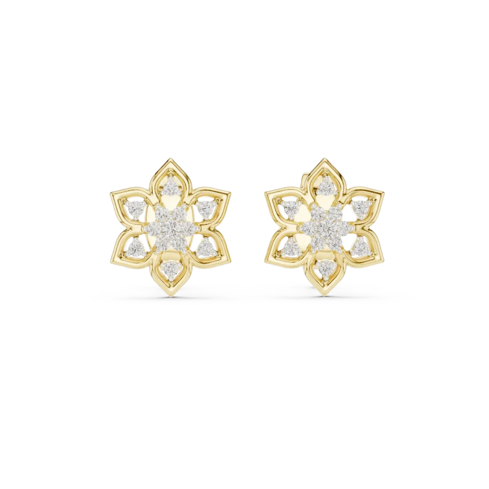Luminary Hexagon Cluster Diamond Stud Earrings - Image 2