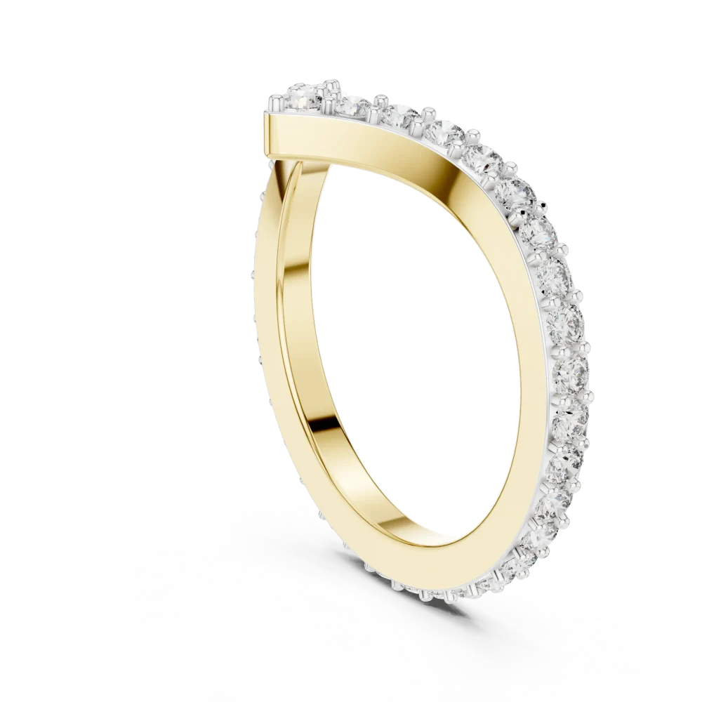Chevron Pavé-Set Round Brilliant Modern Classic Band - Image 3