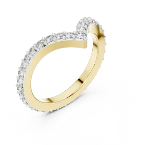 Chevron Pavé-Set Round Brilliant Modern Classic Band