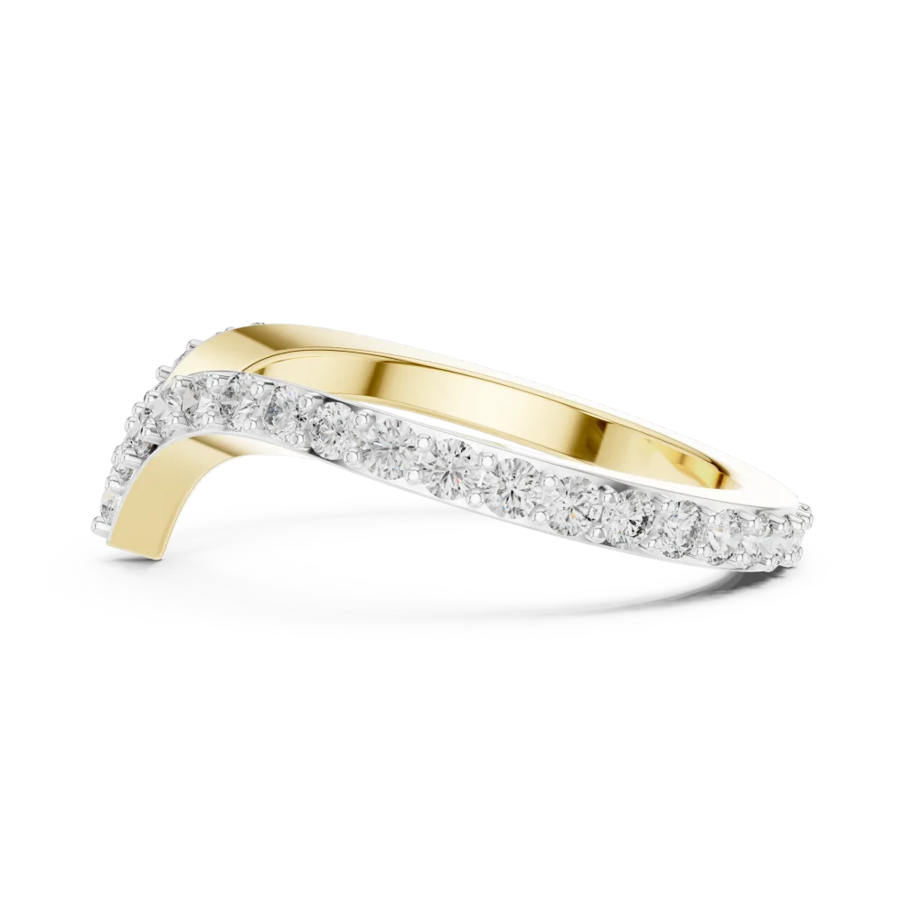 Chevron Pavé-Set Round Brilliant Modern Classic Band - Image 4