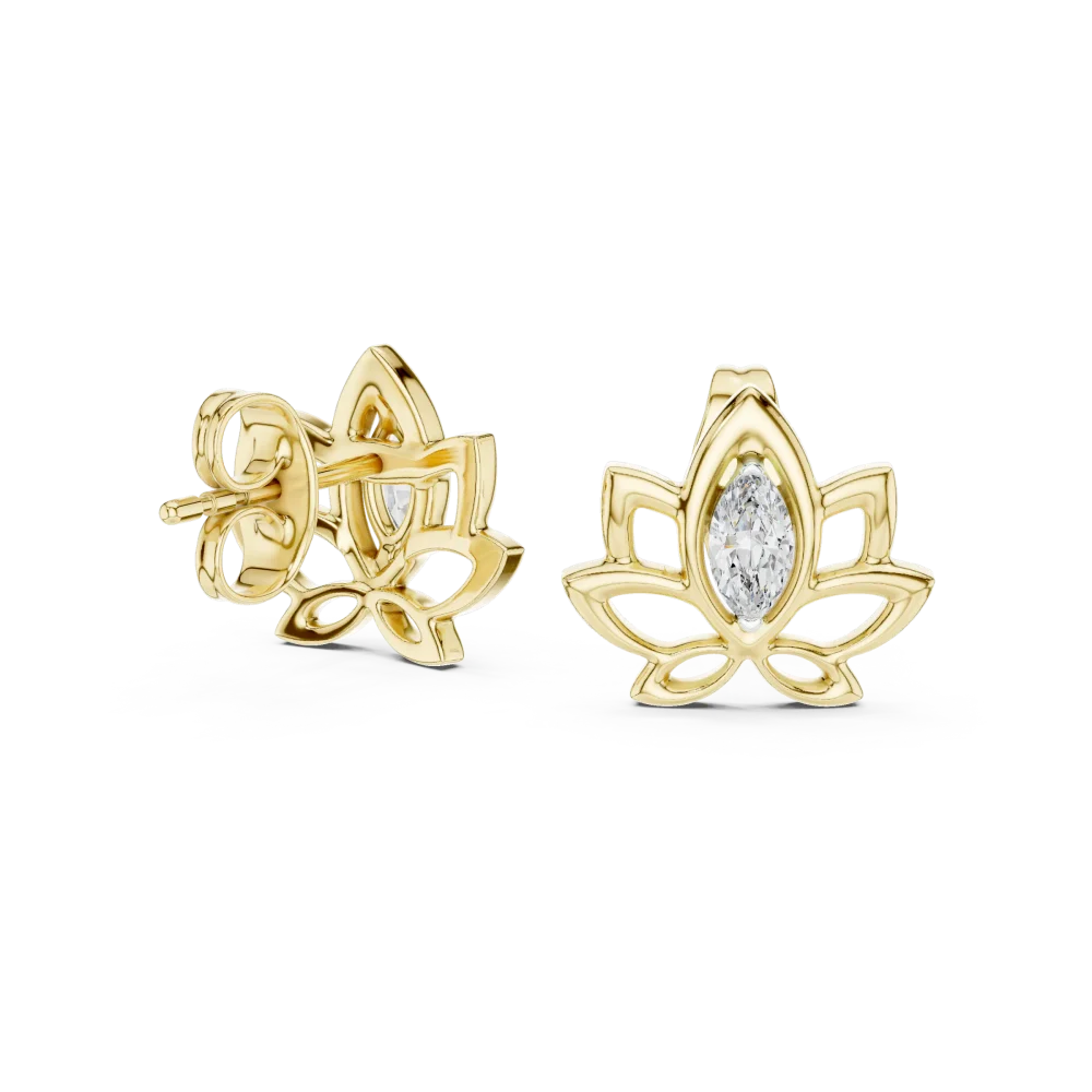 Ethereal Marquise Silhouette Solitaire Stud Earrings - Image 3
