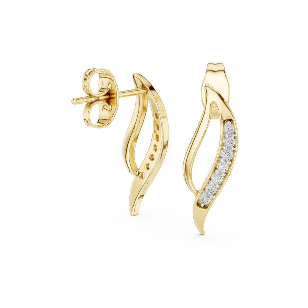 Fluid Silhouette Round Pavé-Set Contemporary Stud Earrings - Image 3