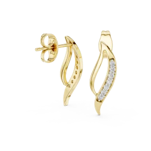 Fluid Silhouette Round Pavé-Set Contemporary Stud Earrings - Image 3