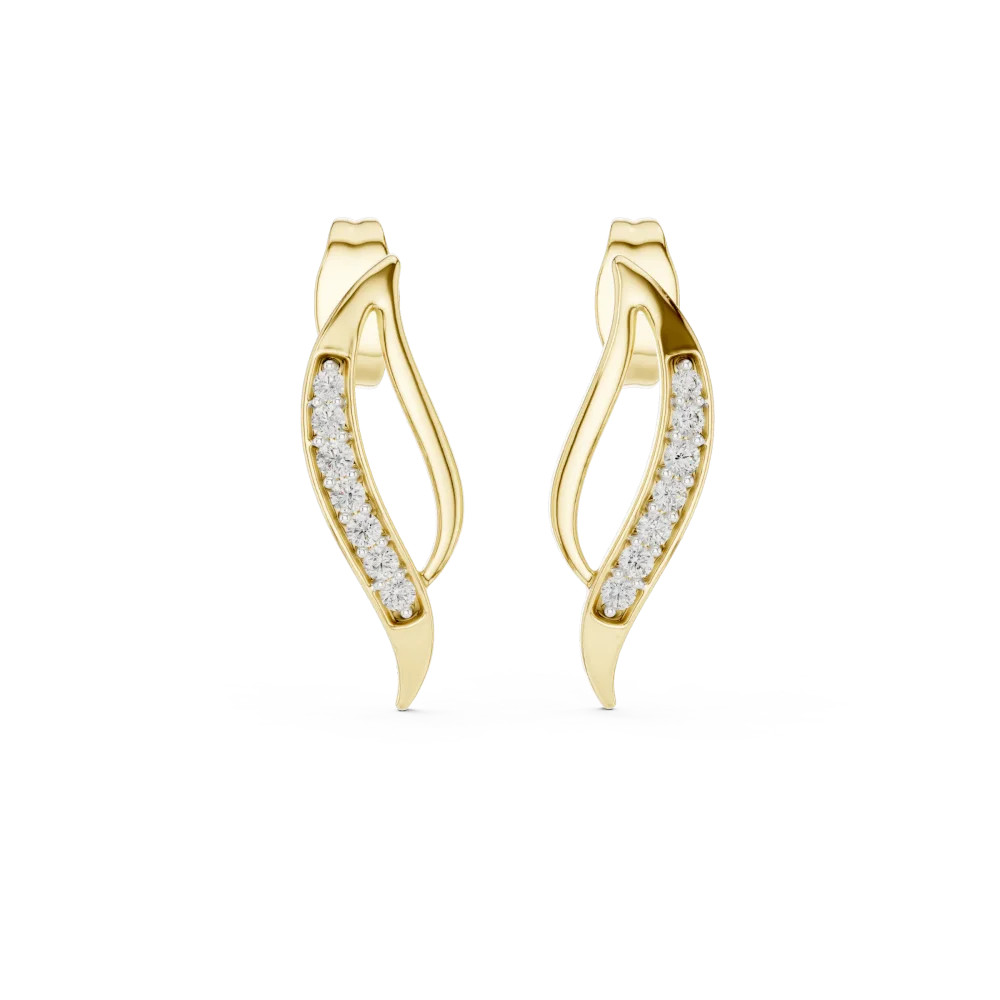 Fluid Silhouette Round Pavé-Set Contemporary Stud Earrings - Image 2