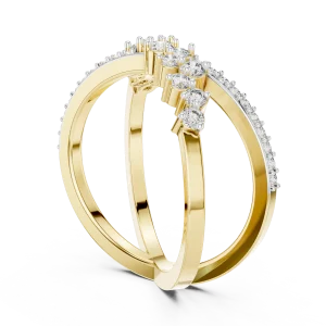 Symmetry Round Brilliant Pavé-Set Architectural Crossover Ring - Image 3