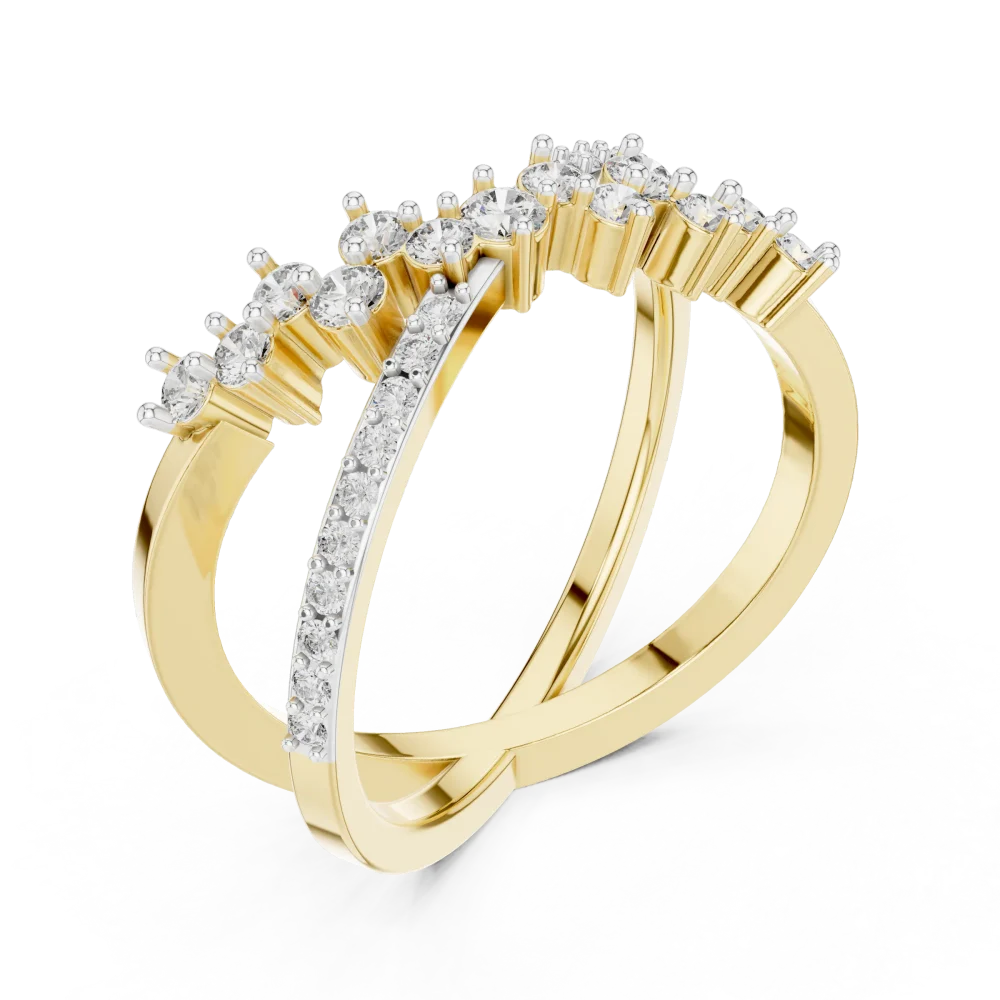 Experience the architectural beauty of our crossover ring, set with brilliant DIAMEUR lab-grown diamonds for unmatched radiance. Shop the look today.