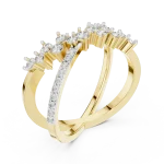 Symmetry Round Brilliant Pavé-Set Architectural Crossover Ring