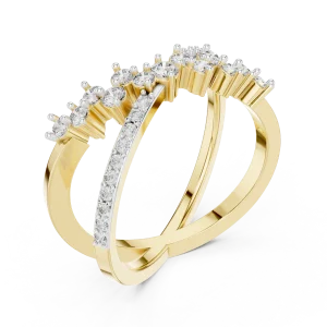 Symmetry Round Brilliant Pavé-Set Architectural Crossover Ring