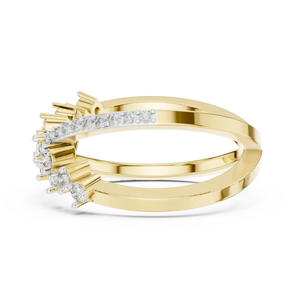 Symmetry Round Brilliant Pavé-Set Architectural Crossover Ring - Image 4