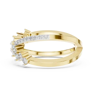 Symmetry Round Brilliant Pavé-Set Architectural Crossover Ring - Image 4