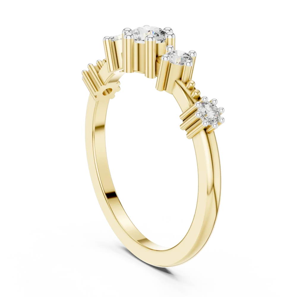 Symmetry Radiant Round Brilliant Five-Stone Linear Ring - Image 3