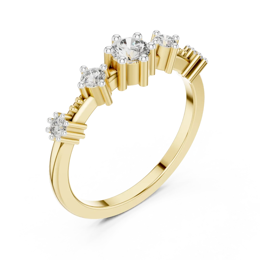 Experience the brilliant radiance of this five-stone linear ring, featuring stunning DIAMEUR lab-grown diamonds. Shop this modern classic today.