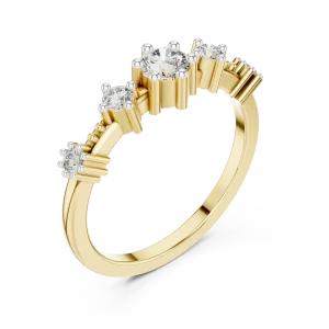 Symmetry Radiant Round Brilliant Five-Stone Linear Ring