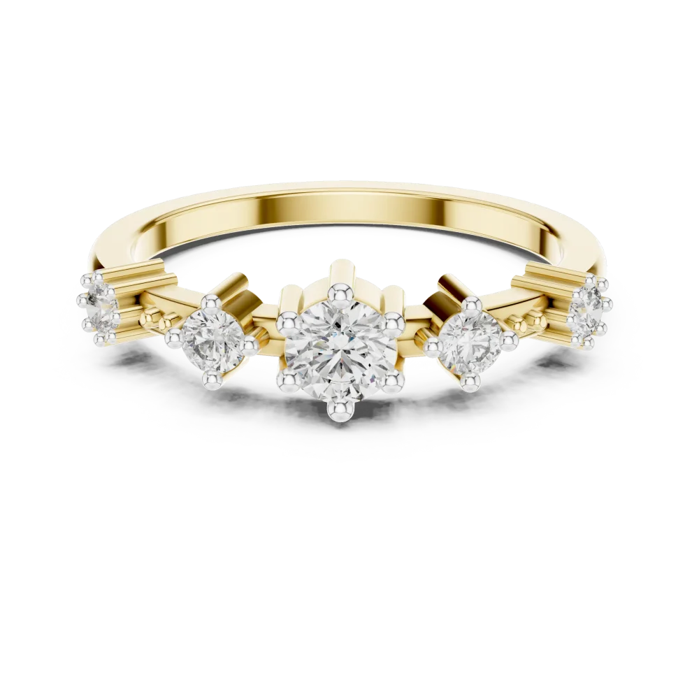 Symmetry Radiant Round Brilliant Five-Stone Linear Ring - Image 2