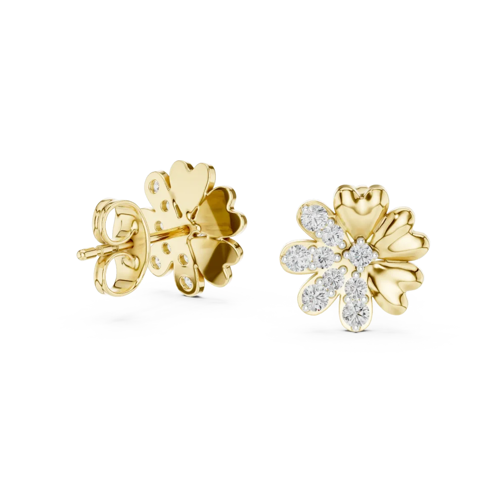 Petite Blossom Pavé Round Brilliant Cluster Stud Earrings - Image 3