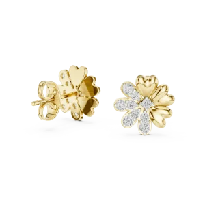 Petite Blossom Pavé Round Brilliant Cluster Stud Earrings - Image 3
