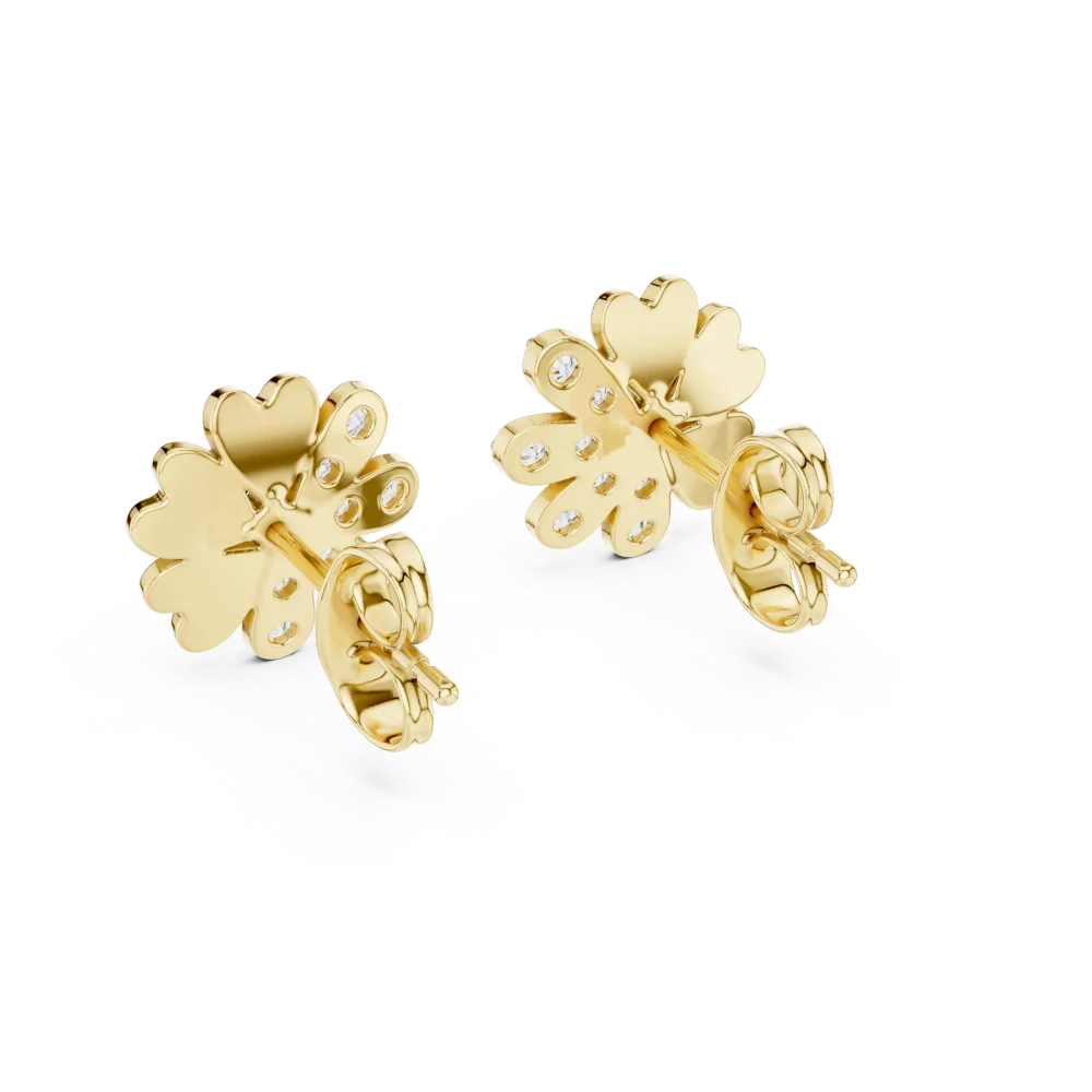 Petite Blossom Pavé Round Brilliant Cluster Stud Earrings - Image 4